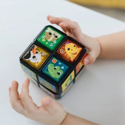 Lodër edukuese VTech Twisted Animals, kub rrotullues interaktiv, me drita dhe zëra, shumëngjyrësh