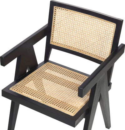 Karrige ngrënieje WESTBROOK Mahogany, dru, me mbështetëse kashte, e zezë