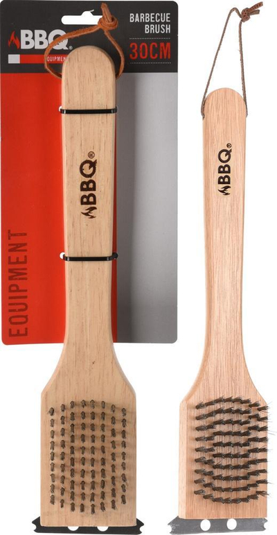 Furçë pastrimi për BBQ, 30 cm, me dorezë druri, natyrale