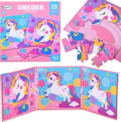 Libër puzzle magnetik ZA4269 Unicorn, 40 copa, shumëngjyrësh