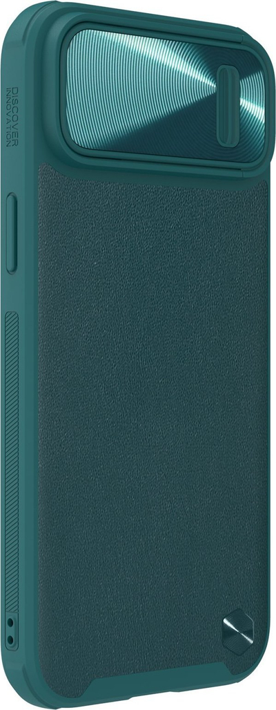 Куќиште за телефон Nillkin CamShield Leather S за iPhone 14, со капак за камера, кожа, зелено