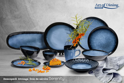 Enë ovale qeramike Heinner Serenity, 20 cm, blu