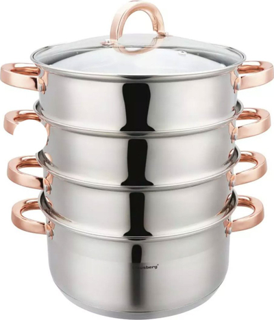 Enë gatimi me avull Klausberg KB 7736, 24cm, 5L, çelik inox rose gold