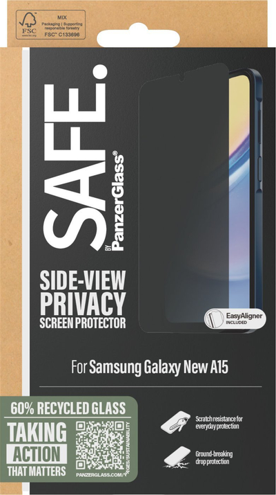 Mbrotëse ekrani PanzerGlass SAFE Privacy, për Samsung Galaxy A15 A15 5G, xham i zi