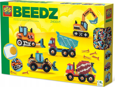 Set kreativ SES Creative Iron on Beads Constructions Trucks, 2400 rruaza, shumëngjyrësh