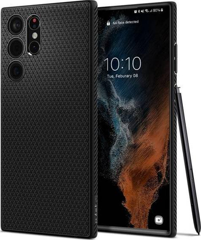 Kapak telefoni Spigen Liquid Air për Samsung Galaxy S22 Ultra, TPU, me mbrojtje Air Cushion, i zi mat