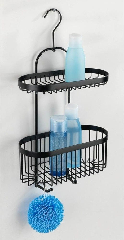 Shportë dushi Wenko Rectangular, 2 nivele, çelik inox, e zezë