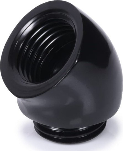 Përshtatës këndor për ftohje me ujë Alphacool Eiszapfen 45°, G1/4 M në G1/4 F, i zi