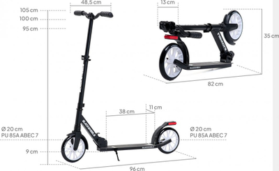 Trotinet Blackwheels Zoom, alumini, palosës, i zi