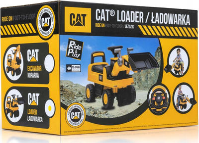 Makinë lodër ride on Milly Mally CAT Loader, me timon dhe kovë lëvizëse, plastike, e verdhë