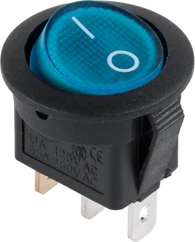 Çelës rrethor i ndriçuar AC, 6A 250V, ngjyrë blu