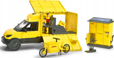 Сет играчки Dickie Toys DHL Delivery, фургон 25 cm, со светла и звуци, жолт