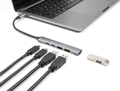 HUB USB Delock 4 Port Type C, 10 Gbps, PD 95 W, gri