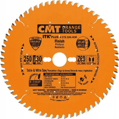 Teh rrethor CMT Orange Tools ITK Plus 272.184.40M, 184mm, 40 dhëmbë, portokalli