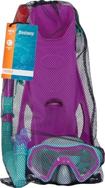 Set zhytnje për kalamoj Bestway 25046, maskë UV me tub dry snorkel, pjedestale 37–41, rozë