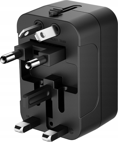 Adaptor udhëtimi Wozinsky WUTWC, universal 24W, 2x USB, i zi