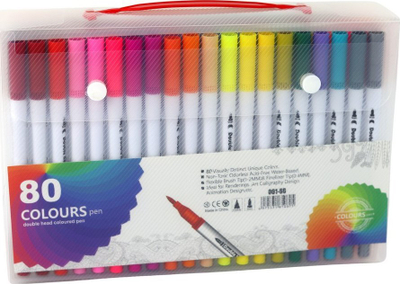 Set markera Leantoys Double-Sided, 80 ngjyra, kuti plastike me ndarje, shumëngjyrësh