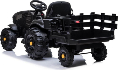 Traktor elektrik për fëmijë, me rimorkio, me drita dhe zë, i zi