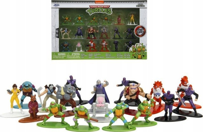 Set figurina metali Jada Toys Turtles Nanofigs Wave 1, 18 copë, shumëngjyrëshe