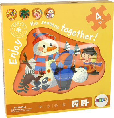 Puzzle set Leantoys 4 Stinët, 4 në 1, 72 copa, shumëngjyrësh