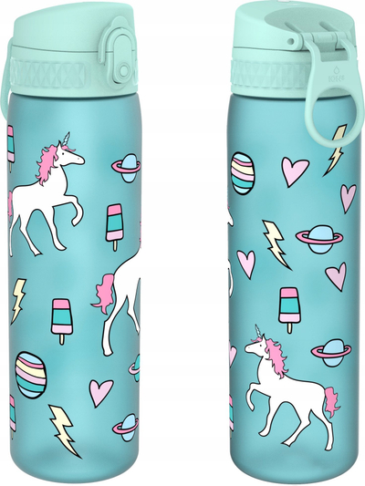Shishe uji për kalamajt Ion8 One Touch Kids Planet Unicorns, 500 ml, pa rrjedhje, blu pastel
