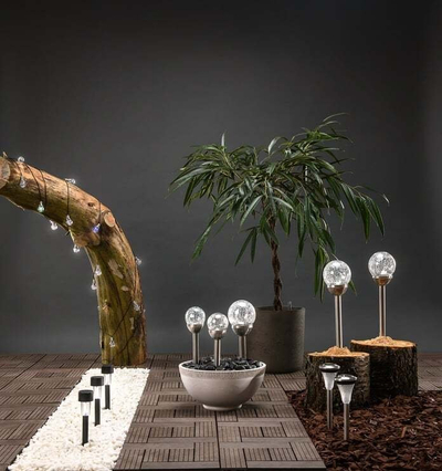 Set dritash me diell për kopsht Domoletti SOLARE B-20, 4 x LED, IP44, ngjyrë argjendtë