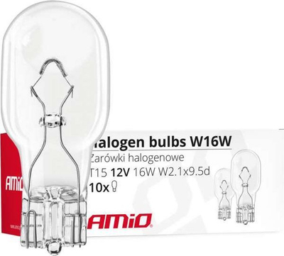 Set poça elektrik AMiO Halogen W16W, T15, 16W, 10 copë, transparente