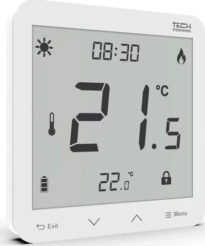 Termostat dhome Tech Controller ST-297V3, flush-mounted, ekran xhami 3 mm, i bardhë
