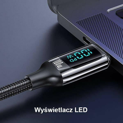 Kabllo karikimi Usams U78 USB-C në USB-C, 1.2m, 100W, me LED, e bardhë