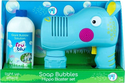 Lodër me flluska sapuni TM Toys Fru Blu Blaster Hippo, me drita, me lëng 0.4L, shumëngjyrëshe