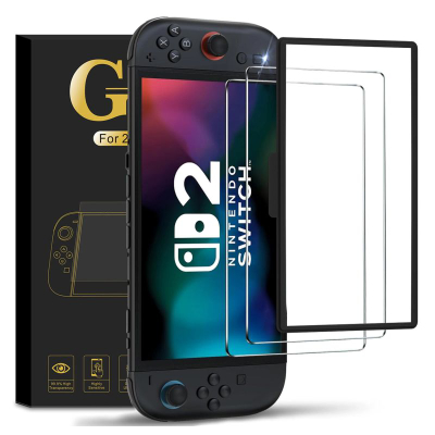Set folje mbrojtëse ekrani Hurtel për Nintendo Switch 2, xham 0.33mm, 2 copë, transparente