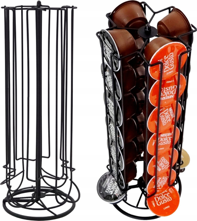 Stendë rrotulluese për kapsula kafeje Dolce Gusto, 28 kapsula, çelik inox, e zezë mat
