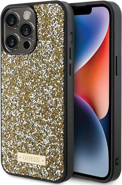 Mbulesë telefoni Guess GUHCP15LPFGSBSD, për iPhone 15 Pro 6.1", hardcase, me gurë kristali, e verdhë