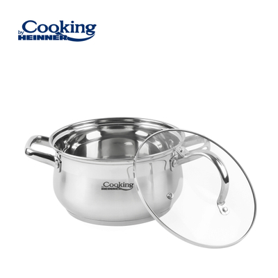 Tigan me kapak Heinner Amira, 20 cm, 3.6 L, inoks me xham