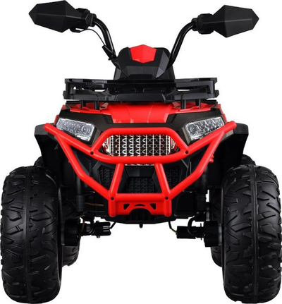 Quad elektrik për kalamaj 4x4, me bateri, me amortizatorë, i zi me të kuqe