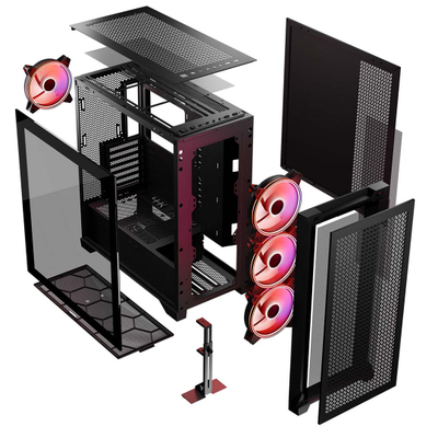 Kuti kompjuteri Modecom Volcano Expanse T Apex ARGB, Midi Tower, xham i temperuar, e zezë