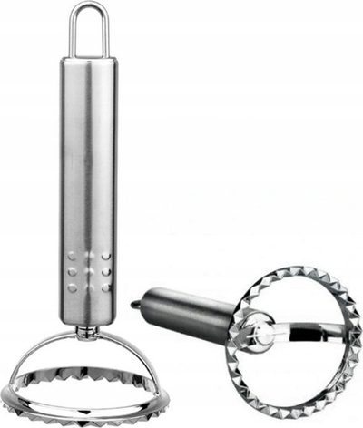 Prerëse pierogi prej çeliku inox, 6cm, dorezë ergonomike, argjendtë