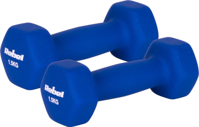 Hantelë neoprene Rebel Active, set 2x1.5kg, HEX, blu