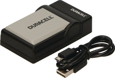 Karikues për kamera Duracell DRC5906, me kabllo USB, për bateri DR9925 Canon LP-E5, i zi