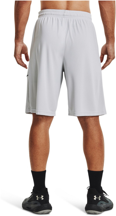 Shorc sportiv Under Armour Perimeter për meshkuj, material i lehtë, me xhepa, gri me të zezë