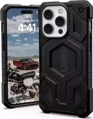 Mbrojtëse telefoni UAG Monarch për iPhone 14 Pro, kompatibile me MagSafe, dizajn carbon fiber, e zezë