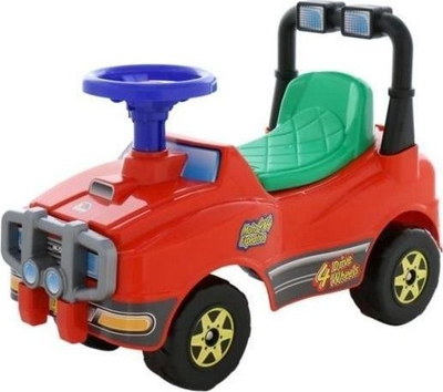Makinë lodër me shtytje Polesie Jeep 62857, me timon me muzikë, me bagazh mbrapa, e kuqe