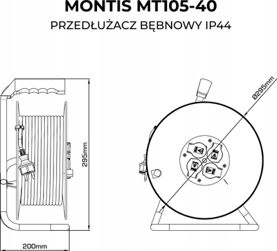 Zgjatës me bobinë Montis MT105-40, 40m, 3680W, IP44
