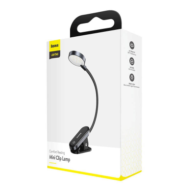 Lampë tavoline Baseus Mini Clip, LED, me bateri, gri
