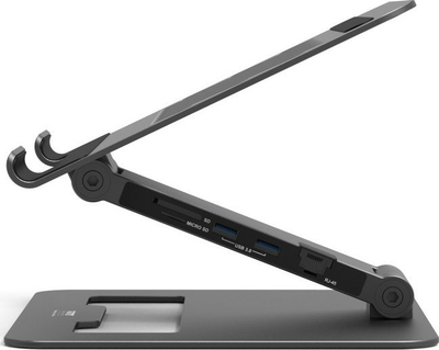 Docking station USB‑C me bazë laptopi Port Designs, 2 në 1, 85W, metalik i zi