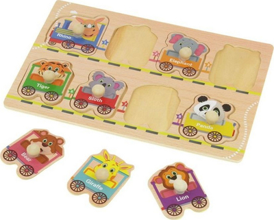 Enigmë druri NoboKids Train Animals, 8 copë