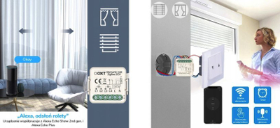 Modul Oxt Mini Controller 2 ZigBee Tuya për roleta dhe tenda, i bardhë