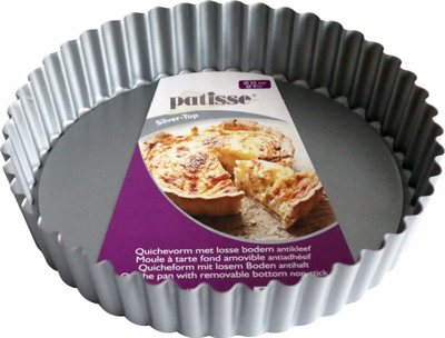 Enë për quiche Patisse Quiche Pan, jo ngjitëse, rrumbullake, gri