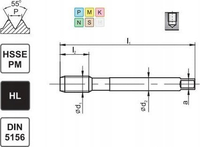 Çekiç filetojë Fanar Mastertap TAP G 1/8 DIN-5156C, HSSE-PM, për vrima të mbyllura