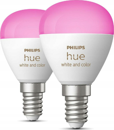 Llambë inteligjente Philips Hue White and Color Ambiance E14, 5.1W 470lm, Bluetooth, set 2 copë